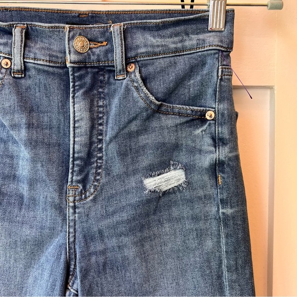 Express Mom Jean Women Size 0 Super High Rise Teen Junior Distressed Ankle Short - Picture 2 of 11